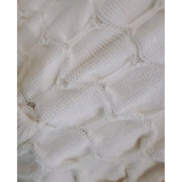 WHBM White House/Black Market M Cream Side Zip Collared Cotton Sweater - Picture 6 of 8